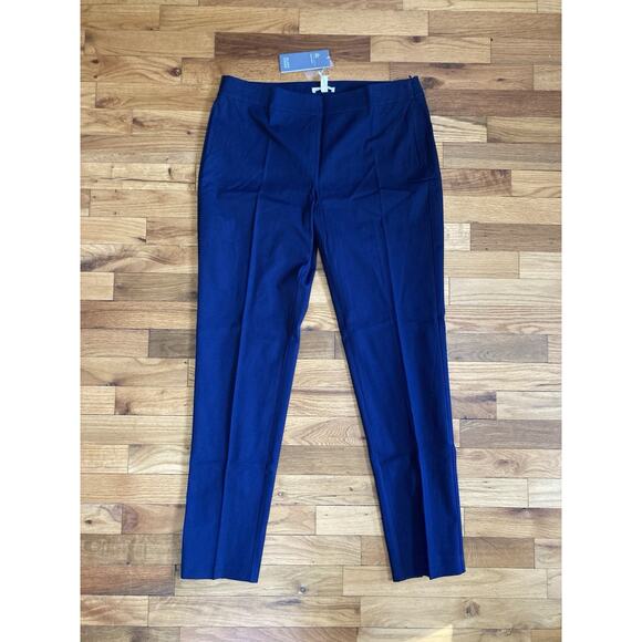 Eileen Fisher Blue Slim Ankle Pants Organic Cotton Stretch Twill Side Zip Medium - Picture 1 of 10